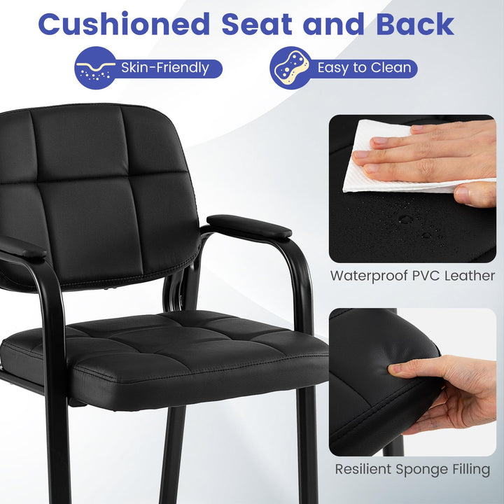 Giantex Leather Office Reception Chairs with Padded Armrests