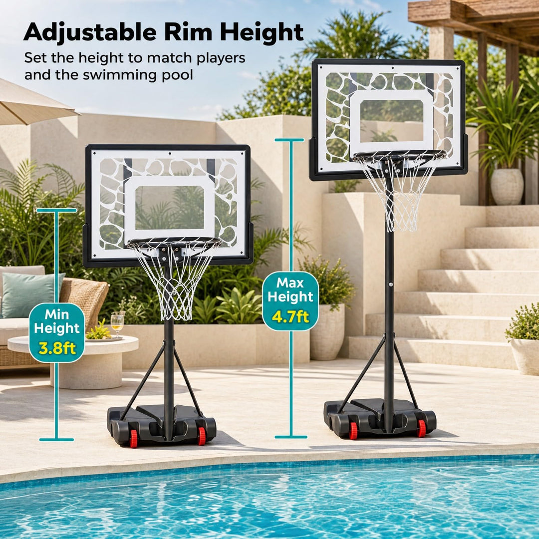 Giantex Pool Basketball Hoop Poolside with LED Solar Lights