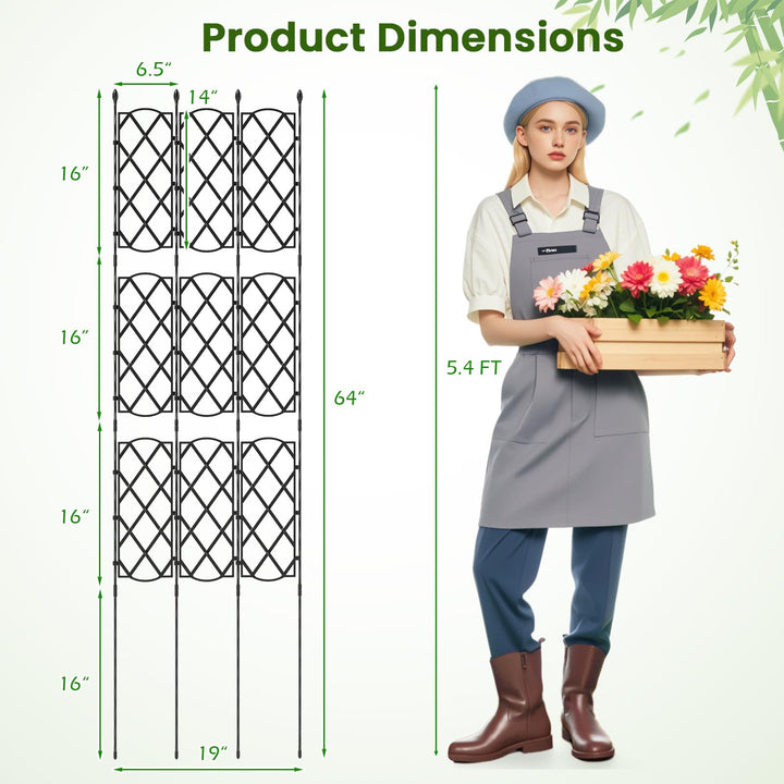 Giantex Garden Trellis, Outdoor Plant Support Frame w/Adjustable Shapes, Ground Stakes, Rustproof PE Coating Pipes