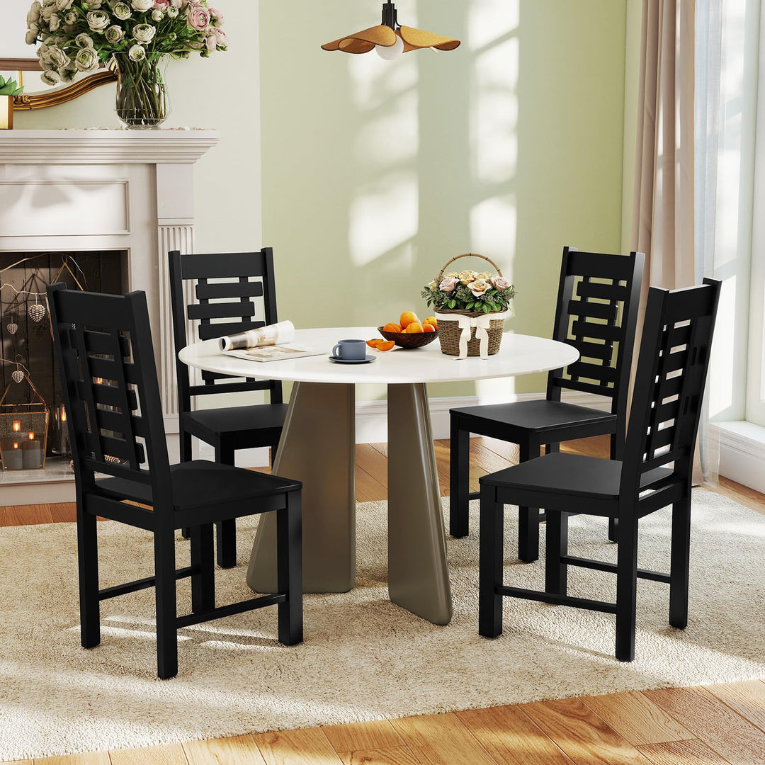 Giantex Wooden Dining Chairs Set 100% Solid Rubber Wood Kitchen Chair with High &amp; Tilted Backrest