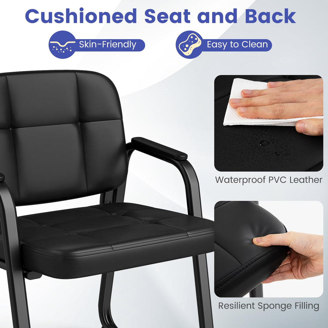 Giantex Waiting Room Leather Office Reception Chairs with Padded Armrests