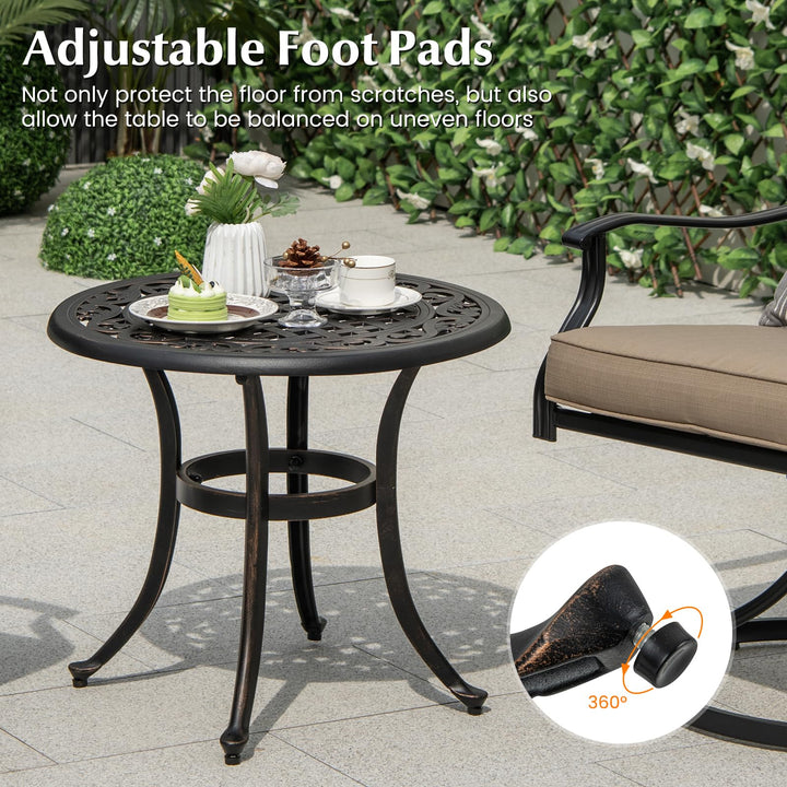 Giantex Patio Bistro Table | 24” Cast Aluminum Round Side Table for Porch