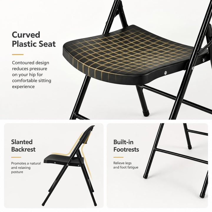 Giantex Plastic Folding Chair | Portable Stackable Commercial Seats with Ergonomic Backrest