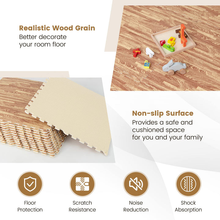 Giantex Foam Floor Tiles, 12 pcs Interlocking Foam Tiles with 24 Edge Pieces