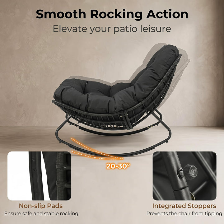 Giantex Oversized Rocking Papasan Chair w/Padded Cushion &amp; Metal Frame