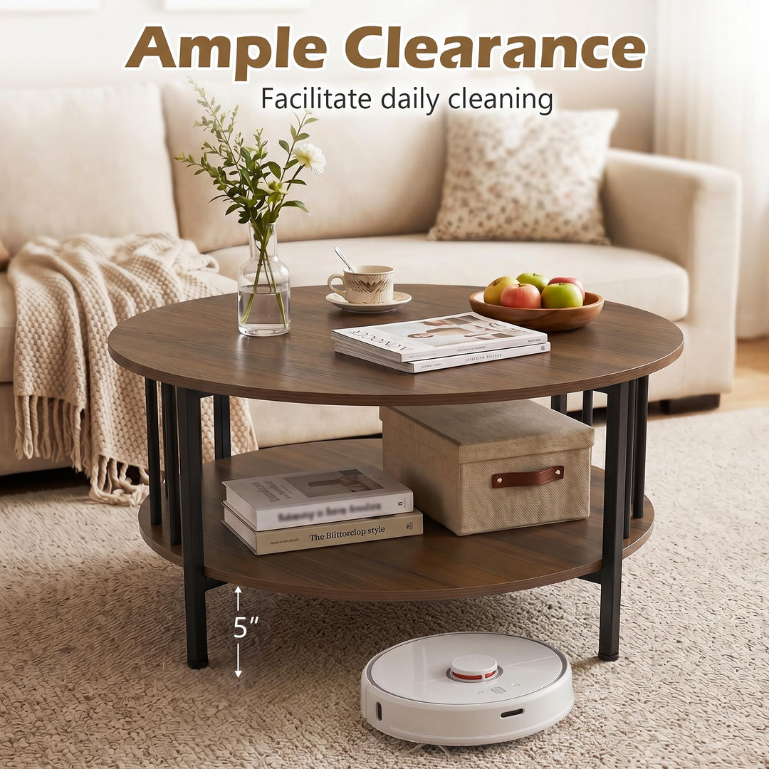 Giantex 32.5" Wood Farmhouse Round Coffee Table