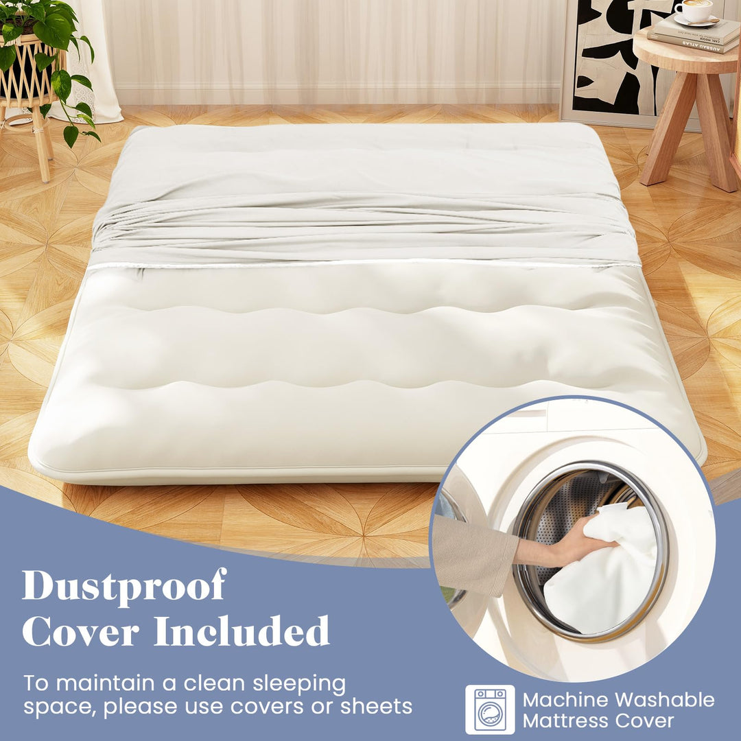 Giantex Japanese Floor Mattress, 4 Inch Futon Mattress with Washable Cover &amp; Storage Bag