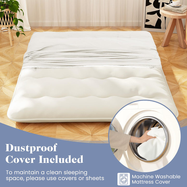 Giantex Japanese Floor Mattress, 4 Inch Futon Mattress with Washable Cover &amp; Storage Bag