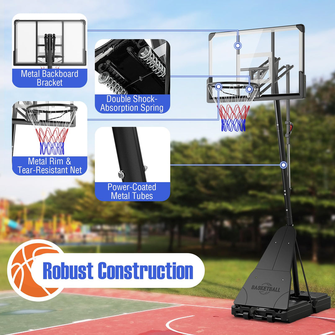 Giantex 4.9-10 Feet Height Adjustable Portable Basketball Hoop Basketball Goal System
