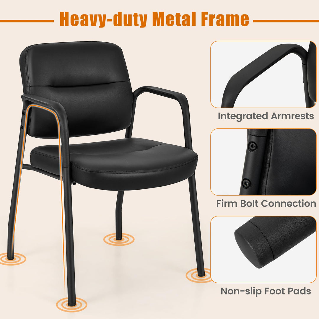 Giantex Waiting Room Chair Set - Upholstered Reception Chairs with Mixed PU Leather