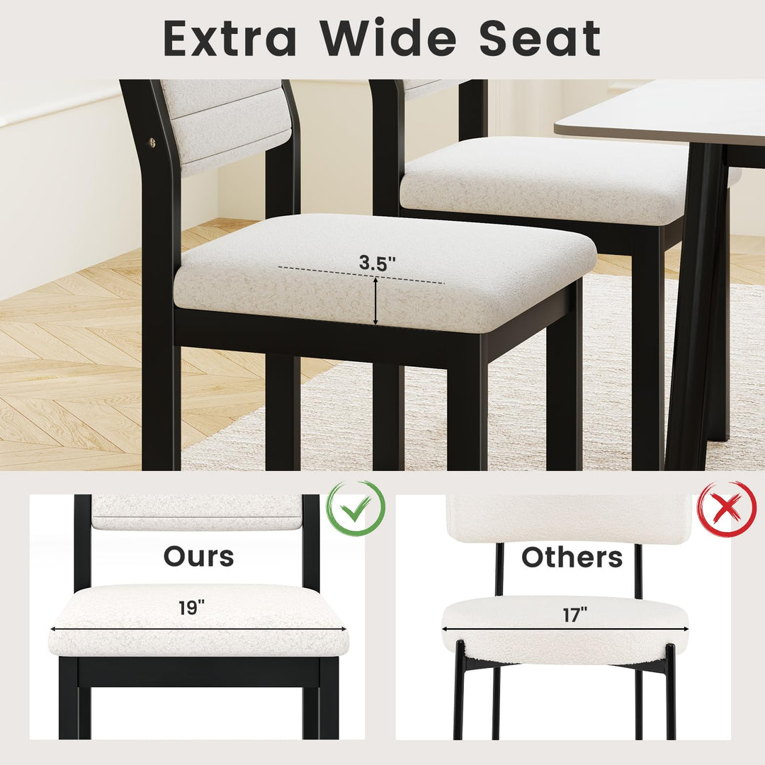 Giantex Sherpa Kitchen Chairs with Wood Frame &amp; Padded Seat