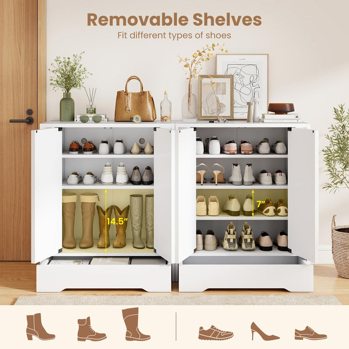 Giantex Shoe Cabinet with Drawer 6-Tier Shoe Organizer Cabinet with Mirrored Doors