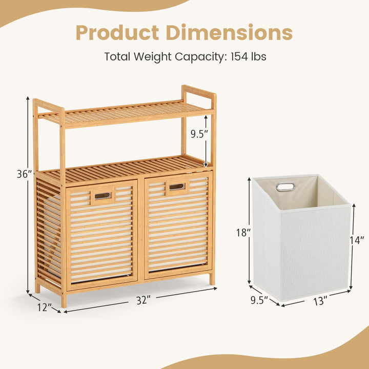 Giantex Double Tilt Out Laundry Hamper w/2-Tier Storage Shelf