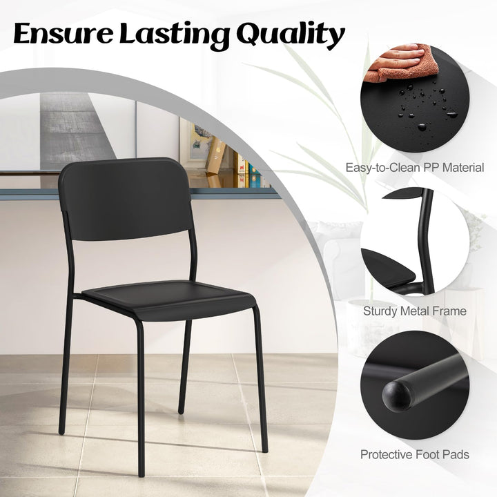 Giantex Metal Dining Chairs Set of 4, Stackable Lightweight Kitchen Chairs w/Tilted Backrest &amp; Sturdy Metal Legs