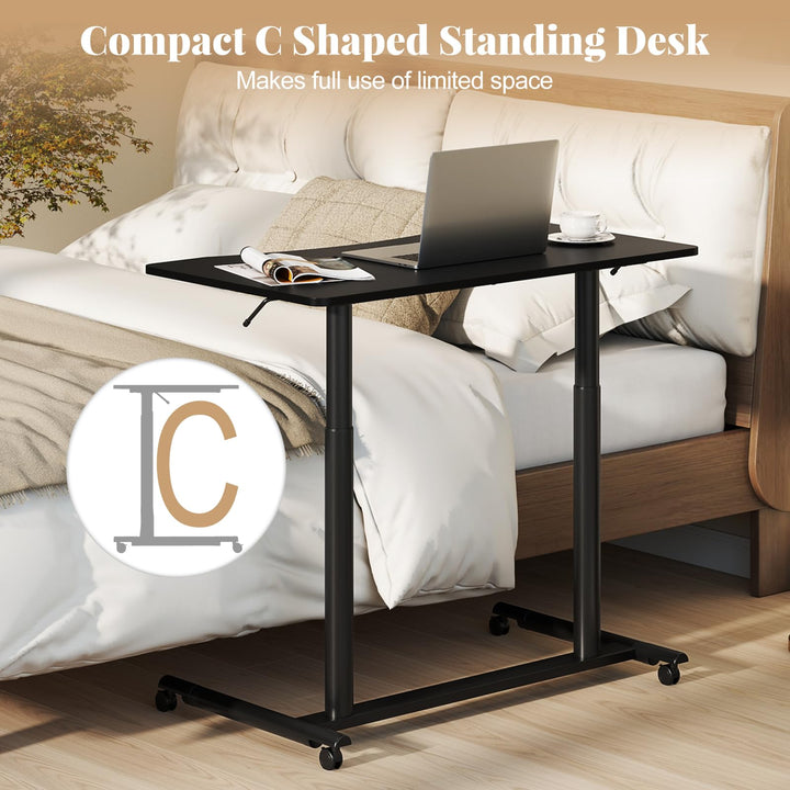Giantex Mobile Standing Desk Height Adjustable Computer Desk with Wheels &amp; Aluminum Frame