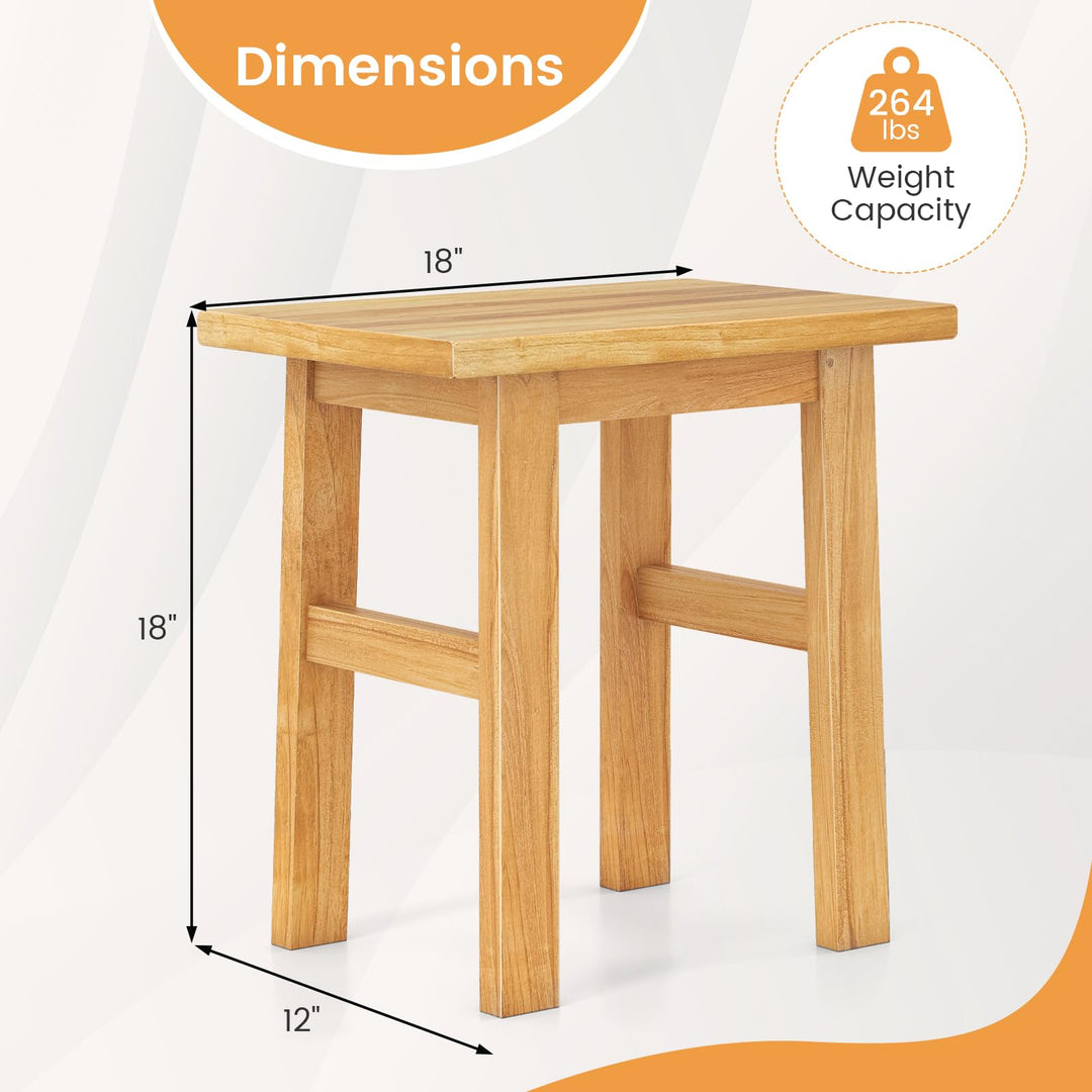 Giantex Solid Teak Shower Bench Stool for Bathroom with Water-Resistant Finish 18&