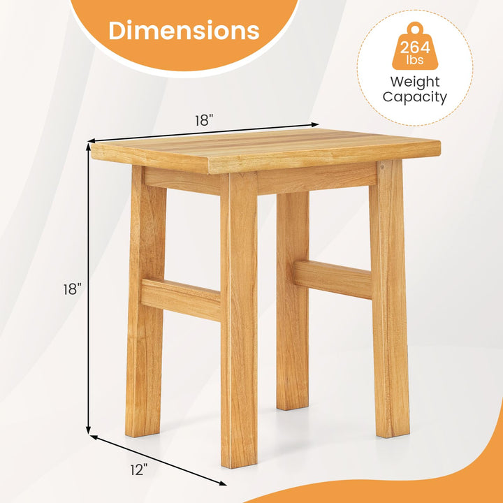 Giantex Solid Teak Shower Bench Stool for Bathroom with Water-Resistant Finish 18&