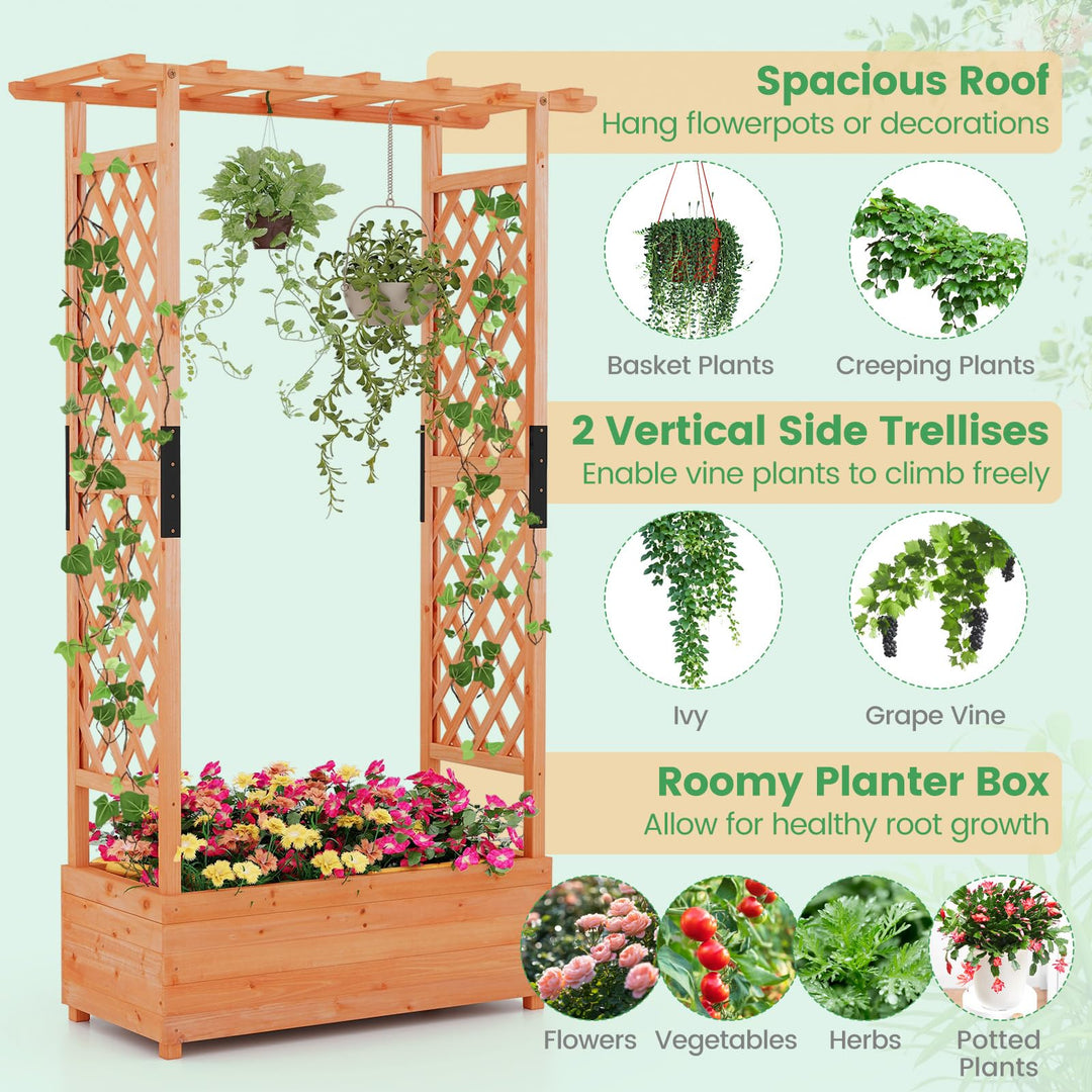Giantex Raised Garden Bed with 2-Sided Trellis &amp; Hanging Roof