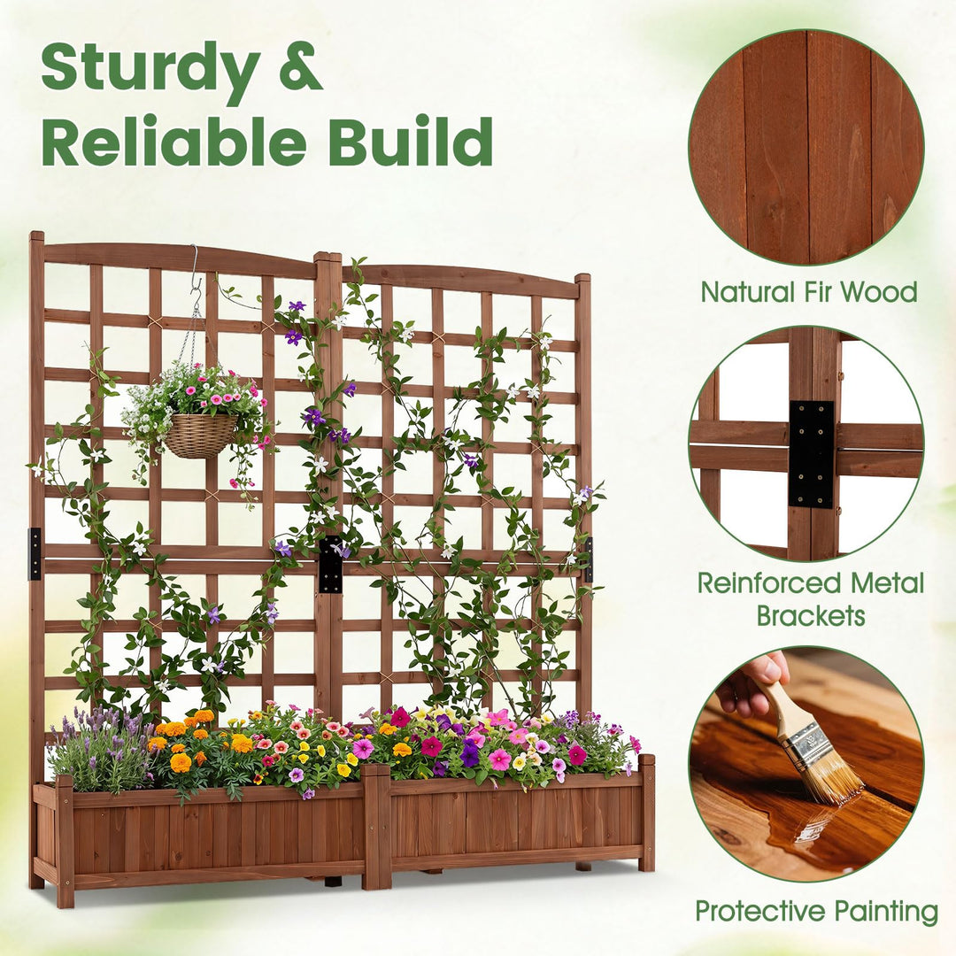 Giantex Wooden Raised Garden Bed with Trellis