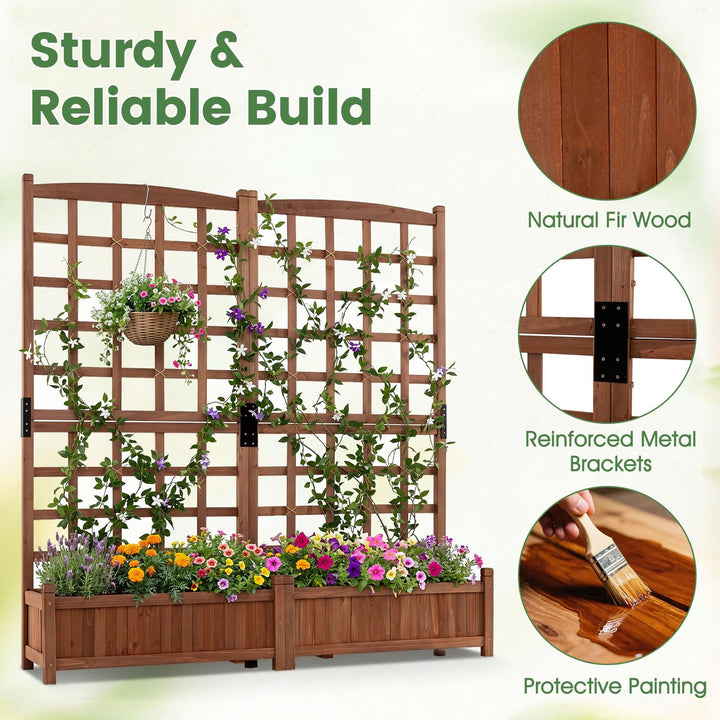 Giantex Wooden Raised Garden Bed with Trellis