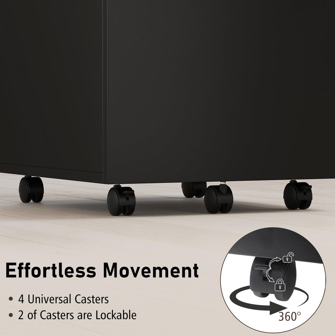 Giantex 3-Drawer File Cabinet with Wheels Wooden File Organizer