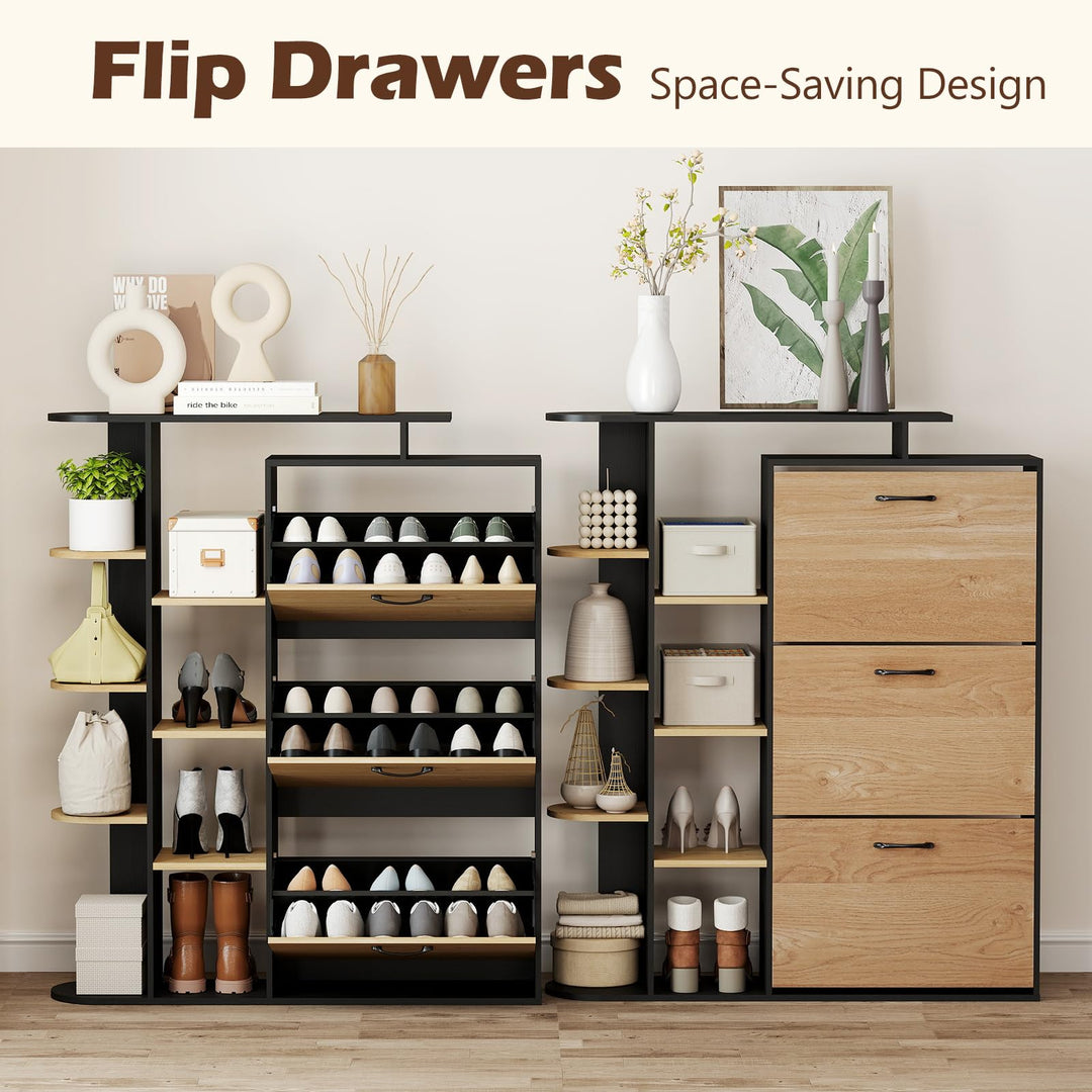 Giantex Shoe Cabinet with 3 Flip Drawers