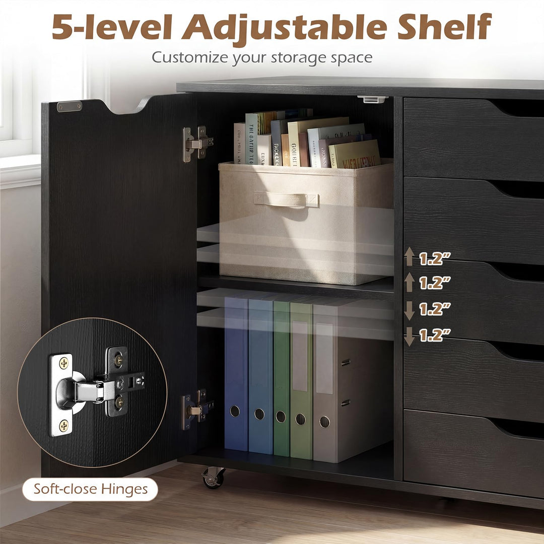 Giantex 5-Drawer File Cabinet with Door (31" W x 16" D x 25.5")