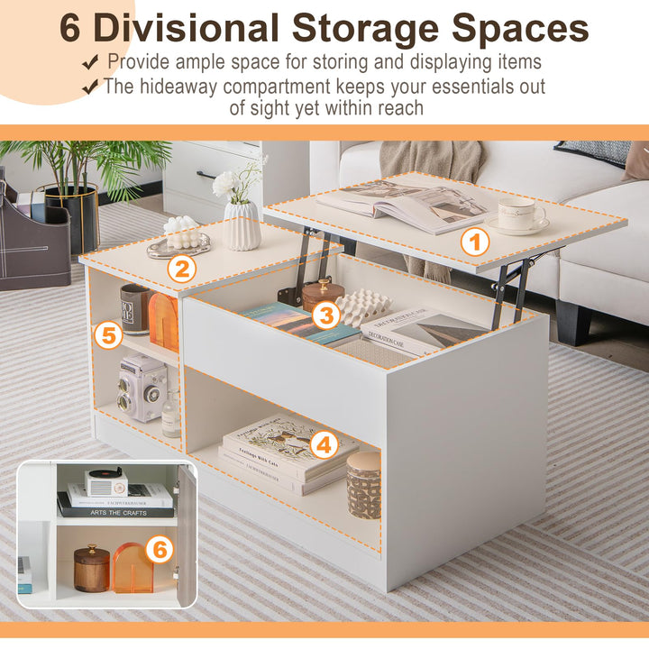Giantex Lift-Top Coffee Table, Modern Center Table w/Lift Tabletop, Open &amp; Hideaway Compartments