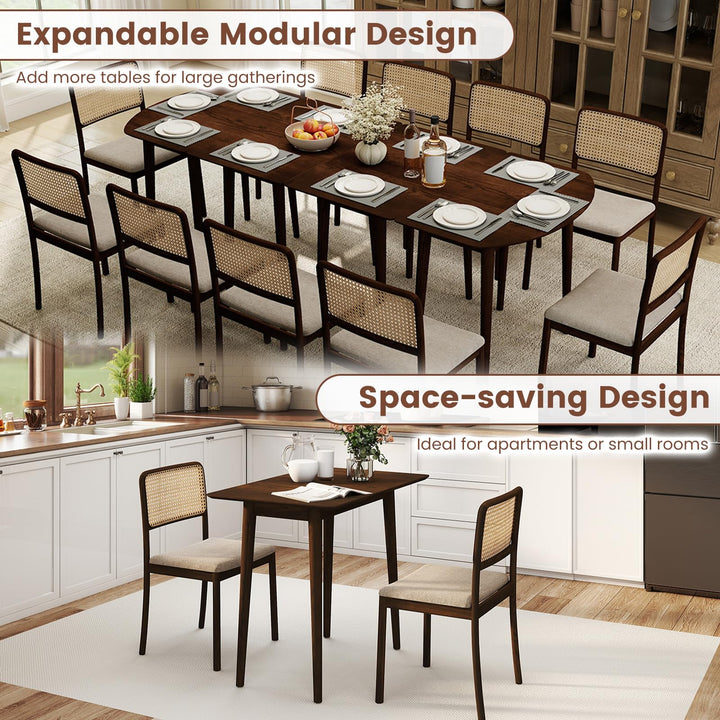 Giantex Dining Table Set with 2 Half-Round Dinner Tables for 4-6 45" Farmhouse Extendable Kitchen Table