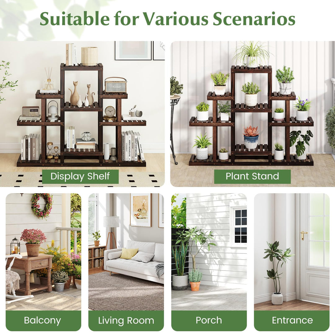 Giantex Plant Stand Indoor &amp; Outdoor 6 Tier Wood Flower Pot Stand for Multiple Plants