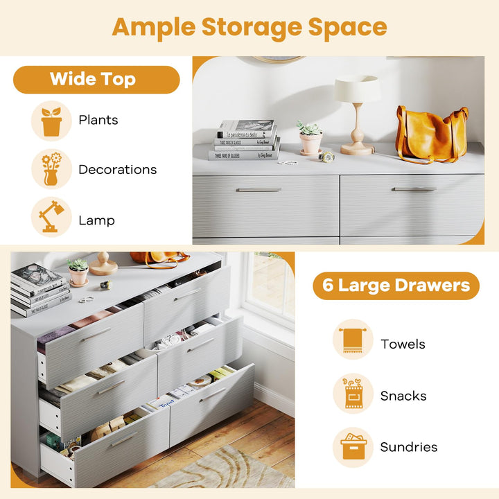 Giantex Storage Cabinet with 6 Drawers, Metal Legs &amp; Handles, Anti-Toppling Devices, Grey