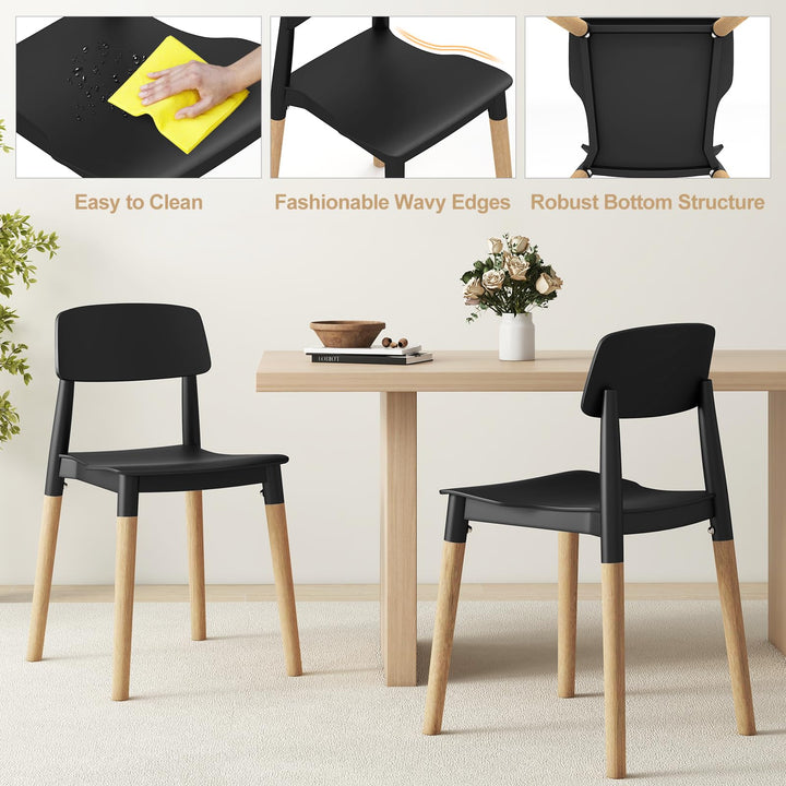 Giantex Wooden Dining Chairs Set of 4, Modern Dining Side Chairs Set w/Ergonomic Backrest, Wide Seat &amp; Sturdy Wooden Legs