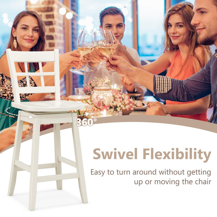 Giantex Bar Stools, Farmhouse Swivel Barstools with 6-Grid Hollow Back &amp; Ergonomic Contoured Seat