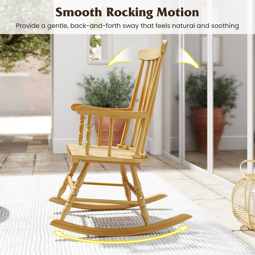 Giantex Patio Rocking Chair with Solid Rubber Wood Frame