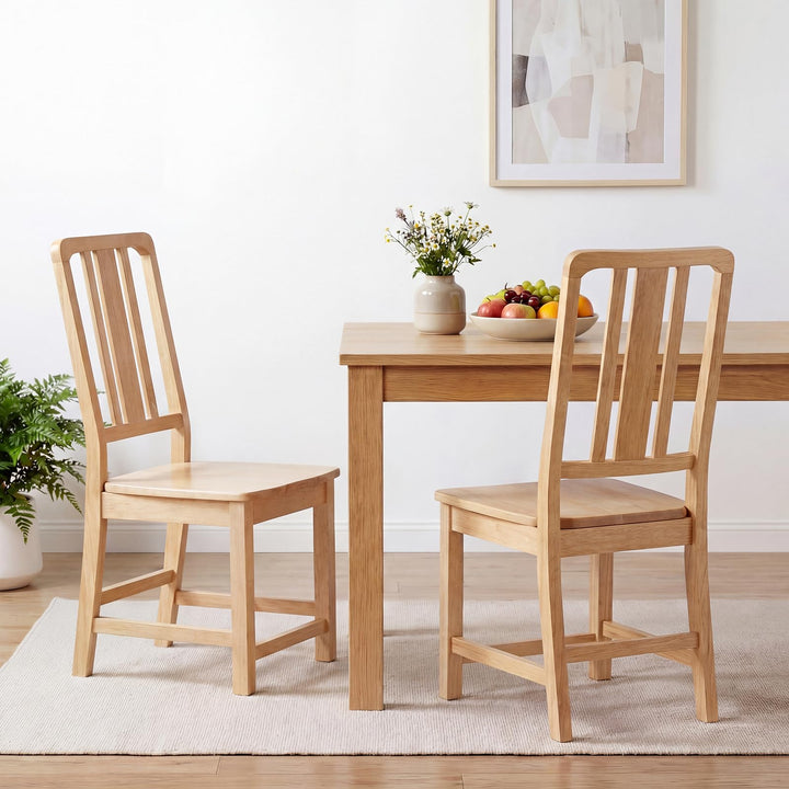 Giantex Rubber Wood Kitchen Chairs with Hollowed Backrest