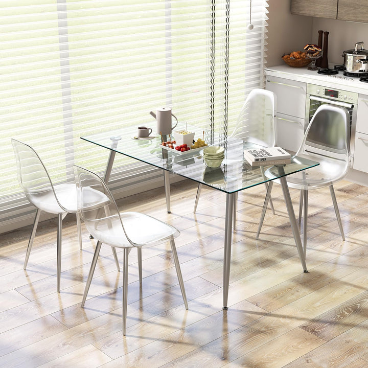 Giantex Clear Dining Chairs Set of 4, Kitchen Chairs w/Transparent Seat &amp; Curved Back
