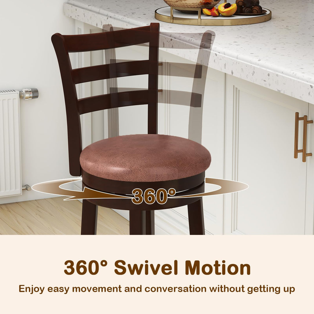 Giantex 30" Counter Height Swivel Barstools Set of 2/4 with Faux Leather Seat and Wrap-around Footrest