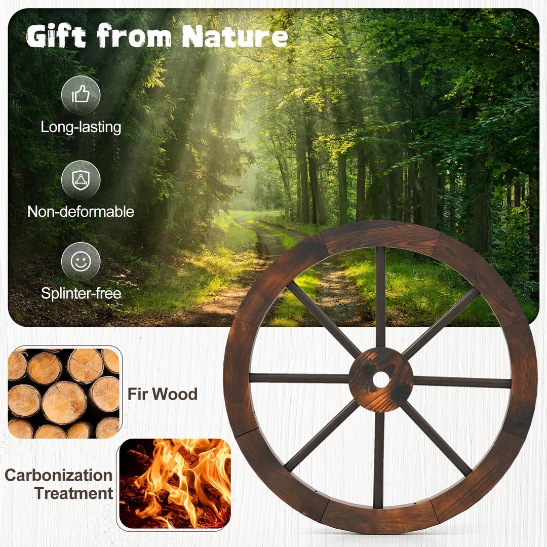 Giantex 24-Inch Wagon Wheels 2/4 Pieces Carbonized Solid Fir Wood