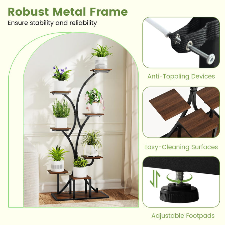 Giantex Plant Stand Indoor with Grow Lights 8-Tier 58" Tall Corner Metal Plant Shelf