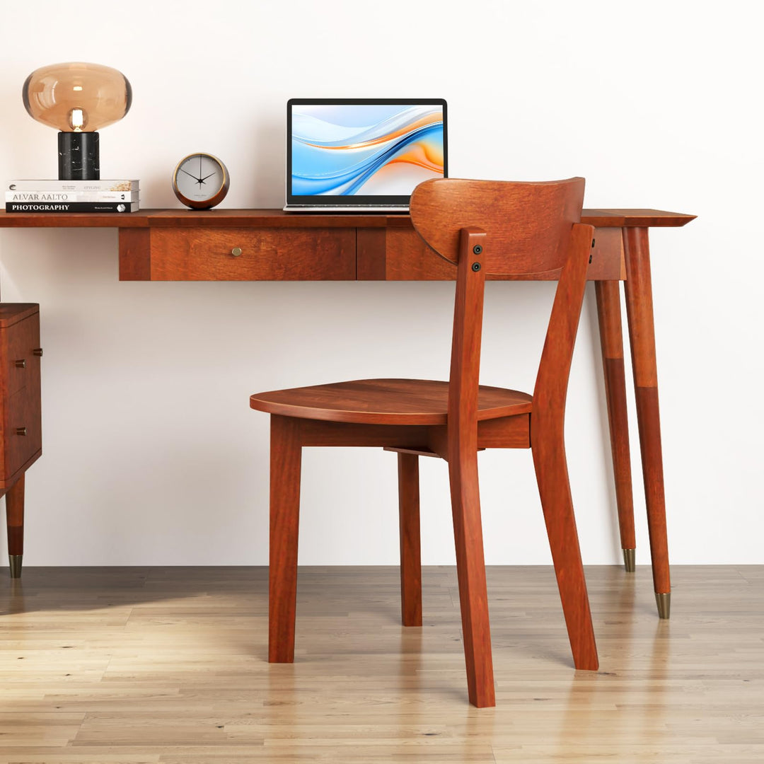 Giantex Wooden Dining Chairs, Kitchen Chairs w/Curved Backrest &amp; Solid Rubber Wood Frame
