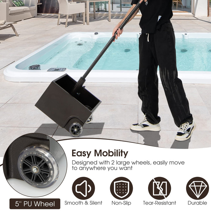 Giantex 150lbs Filled Umbrella Base with Wheels, Heavy Duty Umbrella Stand with Fillable Planter, Drainage Holes, Fit for 1.6&