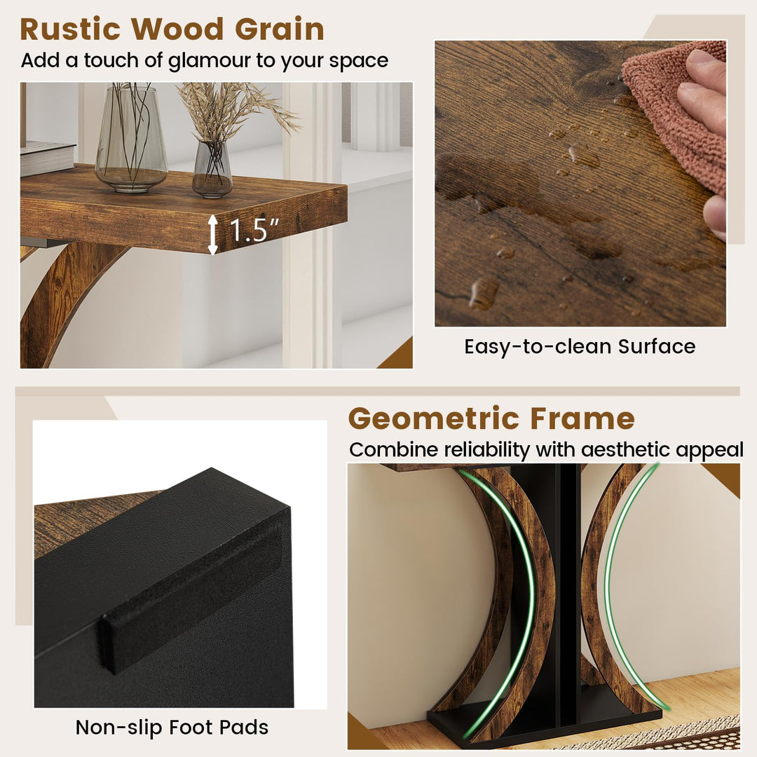 Giantex 40" Narrow Console Table | T-Shaped Entryway Table with Open Storage Shelve