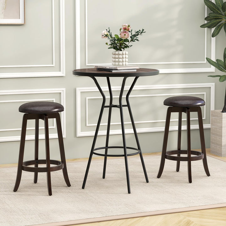 Giantex Bar Stools Set， 29"/ 24"  Bar Height Bar Stools w/ 360° Swivel Round Seat &amp; Footrest
