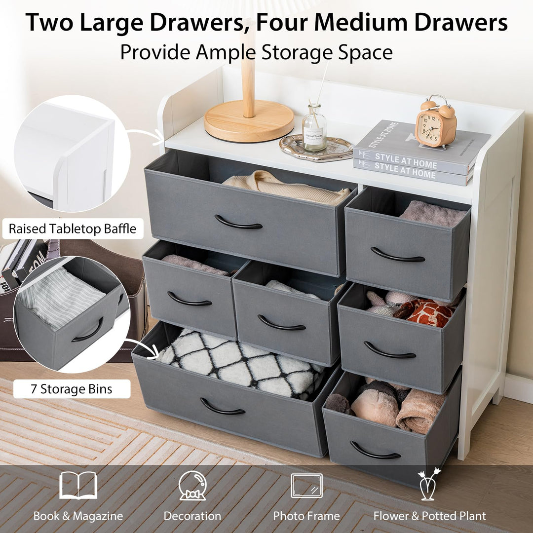 Giantex Storage Cabinet with 7 Drawers &amp; Open Shelf, Chest of Drawers, Console Table