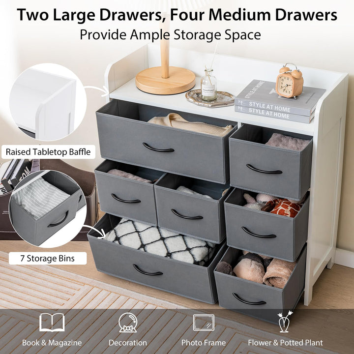 Giantex Storage Cabinet with 7 Drawers &amp; Open Shelf, Chest of Drawers, Console Table