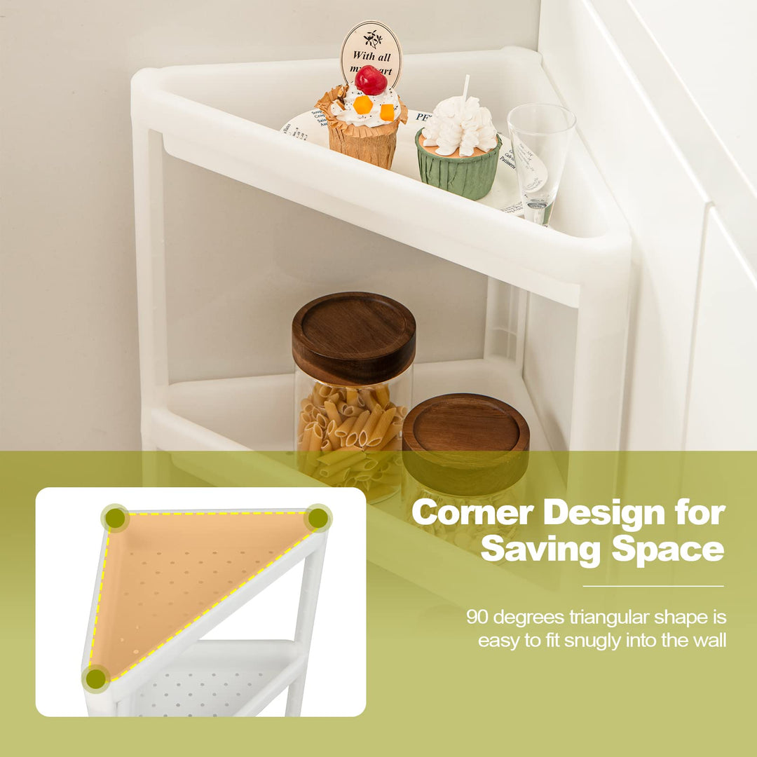 Giantex 2 Pack Corner Shelf Stand, 3-Tier Detachable Floor Corner Shower Shelf, Bathroom Corner Stand