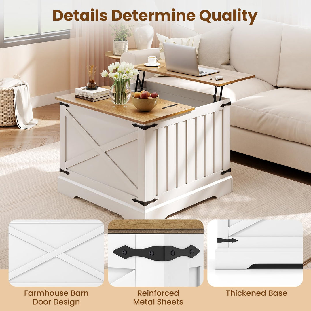 Giantex 31.5" Square Wood Center Table with Large Hidden Storage Compartment &amp; Hinged Lift Top