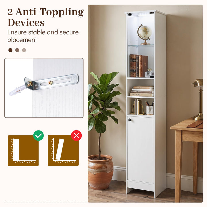 Giantex Tall Narrow Bathroom Cabinet with Lights &amp; Remote Control (1/2)