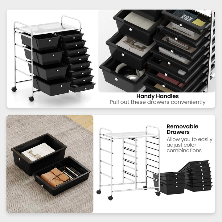 Giantex 12 Drawer Rolling Cart with Drawers Storage Organizer Cart