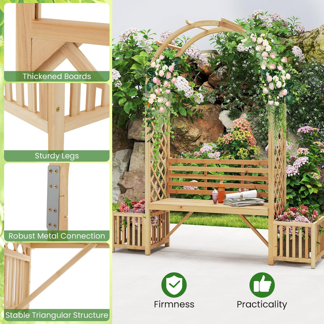 Giantex Outdoor Bench with Garden Arch &amp; Planters